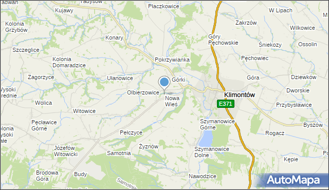 mapa Nowa Wieś, Nowa Wieś gmina Klimontów na mapie Targeo